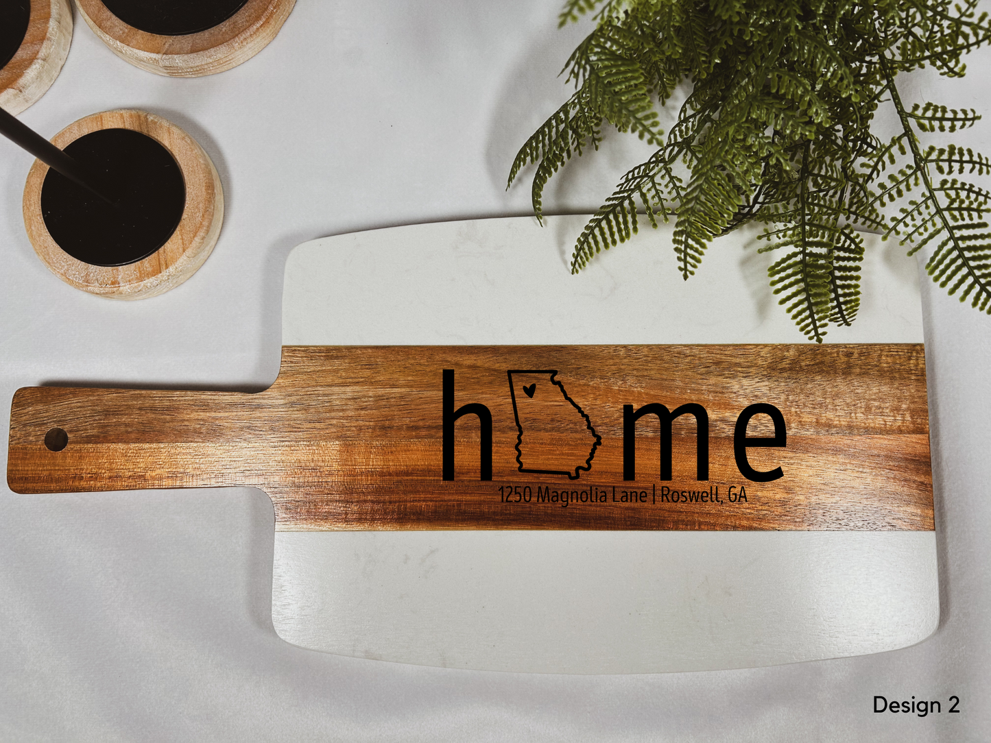 Custom New Home Gift - Marble and Wood Cutting Board