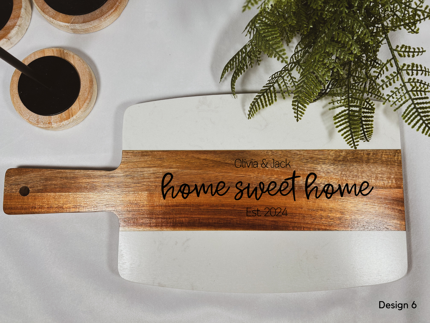 Custom New Home Gift - Marble and Wood Cutting Board